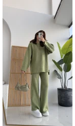 Lorenzo Bisiklet Yaka Kol Detaylı Örme Alt-Üst Takım - Çağla Yeşili