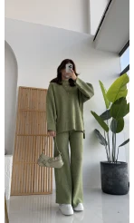 Lorenzo Bisiklet Yaka Kol Detaylı Örme Alt-Üst Takım - Çağla Yeşili