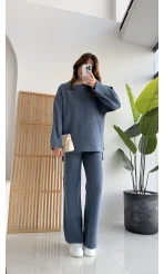 Lorenzo Bisiklet Yaka Kol Detaylı Örme Alt-Üst Takım - İndigo