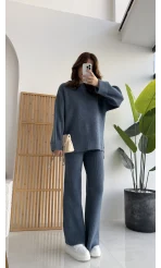 Lorenzo Bisiklet Yaka Kol Detaylı Örme Alt-Üst Takım - İndigo