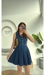 Los Denim Pileli Elbise