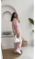 Love Gömlek Pantolon Takım Pembe