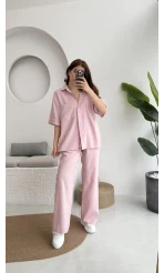 Love Gömlek Pantolon Takım Pembe