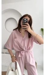 Love Gömlek Pantolon Takım Pembe