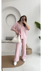 Love Gömlek Pantolon Takım Pembe