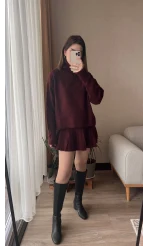 Lowe Bordo Triko Kazak Etek Takım