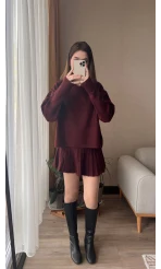 Lowe Bordo Triko Kazak Etek Takım