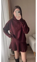 Lowe Bordo Triko Kazak Etek Takım