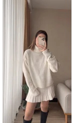 Lowe Kırık Beyaz Triko Kazak Etek Takım