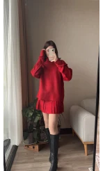 Lowe Kırmızı Triko Kazak Etek Takım