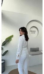 Lucy Saten Gömlek - Beyaz - Kod: 2133