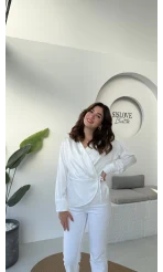 Lucy Saten Gömlek - Beyaz - Kod: 2133