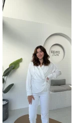 Lucy Saten Gömlek - Beyaz - Kod: 2133