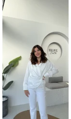 Lucy Saten Gömlek - Beyaz - Kod: 2133