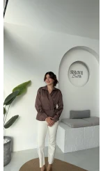 Lucy Saten Gömlek - Kahverengi - Kod: 2133