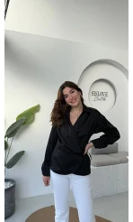 Lucy Saten Gömlek - Siyah - Kod: 2133