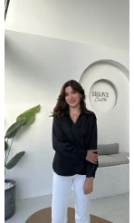 Lucy Saten Gömlek - Siyah - Kod: 2133