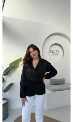 Lucy Saten Gömlek - Siyah - Kod: 2133