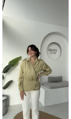 Lucy Saten Gömlek - Yağ Yeşili - Kod: 2133