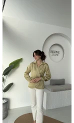 Lucy Saten Gömlek - Yağ Yeşili - Kod: 2133