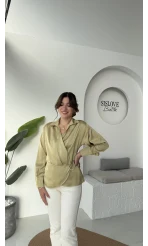 Lucy Saten Gömlek - Yağ Yeşili - Kod: 2133