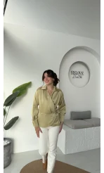 Lucy Saten Gömlek - Yağ Yeşili - Kod: 2133