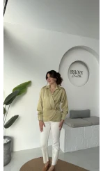 Lucy Saten Gömlek - Yağ Yeşili - Kod: 2133