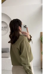 Luna Bağlama Detay Gömlek - Çağla Yeşili - Kod: 2022