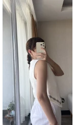 Luna Beyaz Nakışlı Yelek