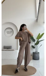 Lupin T-shirt Pantolon Takım - Kahve - 51149