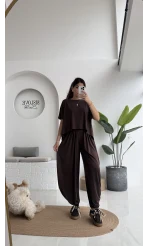Lupin T-shirt Pantolon Takım - Koyu Kahve - 51149