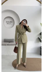 Lynell Önden Bağlamalı Ceket Pantolon Takım - Mint - Kod: 8065