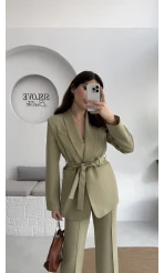 Lynell Önden Bağlamalı Ceket Pantolon Takım - Mint - Kod: 8065