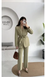 Lynell Önden Bağlamalı Ceket Pantolon Takım - Mint - Kod: 8065