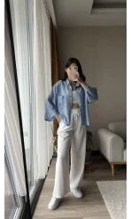 Mabel Kesik Yaka BEBE MAVİSİ Gömlek