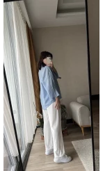 Mabel Kesik Yaka BEBE MAVİSİ Gömlek