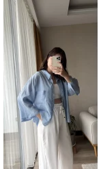 Mabel Kesik Yaka BEBE MAVİSİ Gömlek