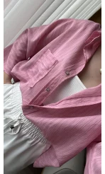 Mabel Kesil Yaka SOFT PEMBE Gömlek