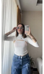 Maddy Beyaz Birleşik Bluz