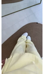 Madiya Keten Yandan Bağlamalı Takım Sarı