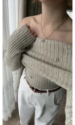 Madonna Yaka Taşlı Vizon