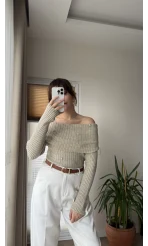 Madonna Yaka Taşlı Vizon