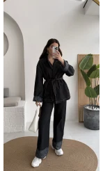 Maeve Kol Detay Kuşaklı Takım - Denim Mavisi - Kod: 8921