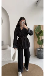 Maeve Kol Detay Kuşaklı Takım - Denim Mavisi - Kod: 8921