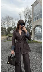 Maeve Kol Detay Kuşaklı Takım - Mürdüm - Kod: 8921