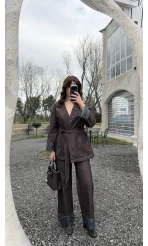 Maeve Kol Detay Kuşaklı Takım - Mürdüm - Kod: 8921