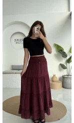 Magnolia Gipeli Parçalı Etek - Bordo - 3295