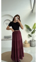 Magnolia Gipeli Parçalı Etek - Bordo - 3295