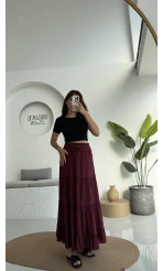 Magnolia Gipeli Parçalı Etek - Bordo - 3295