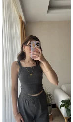 Maly Antrasit Crop Üst